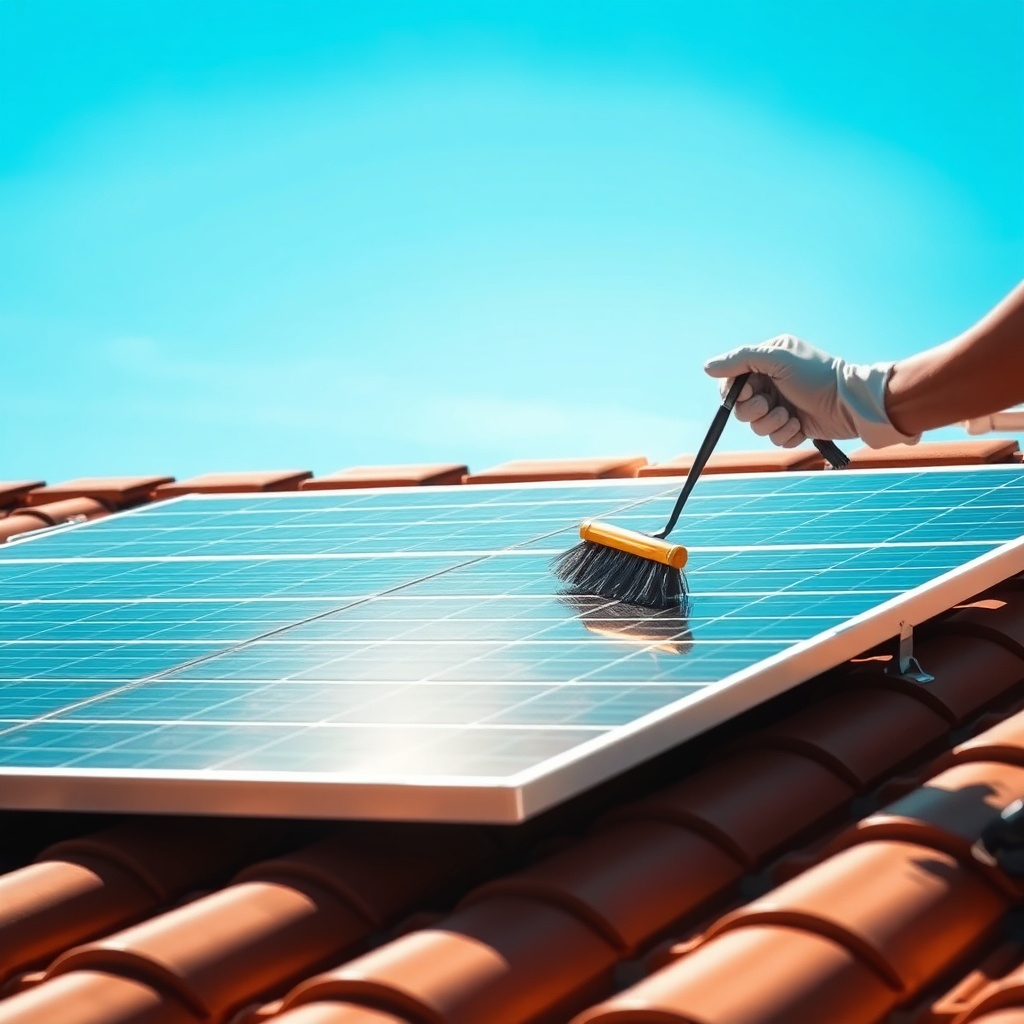 A photorealistic shot of a JinkoSolar Tiger Neo 415W panel on a sloped tile roof