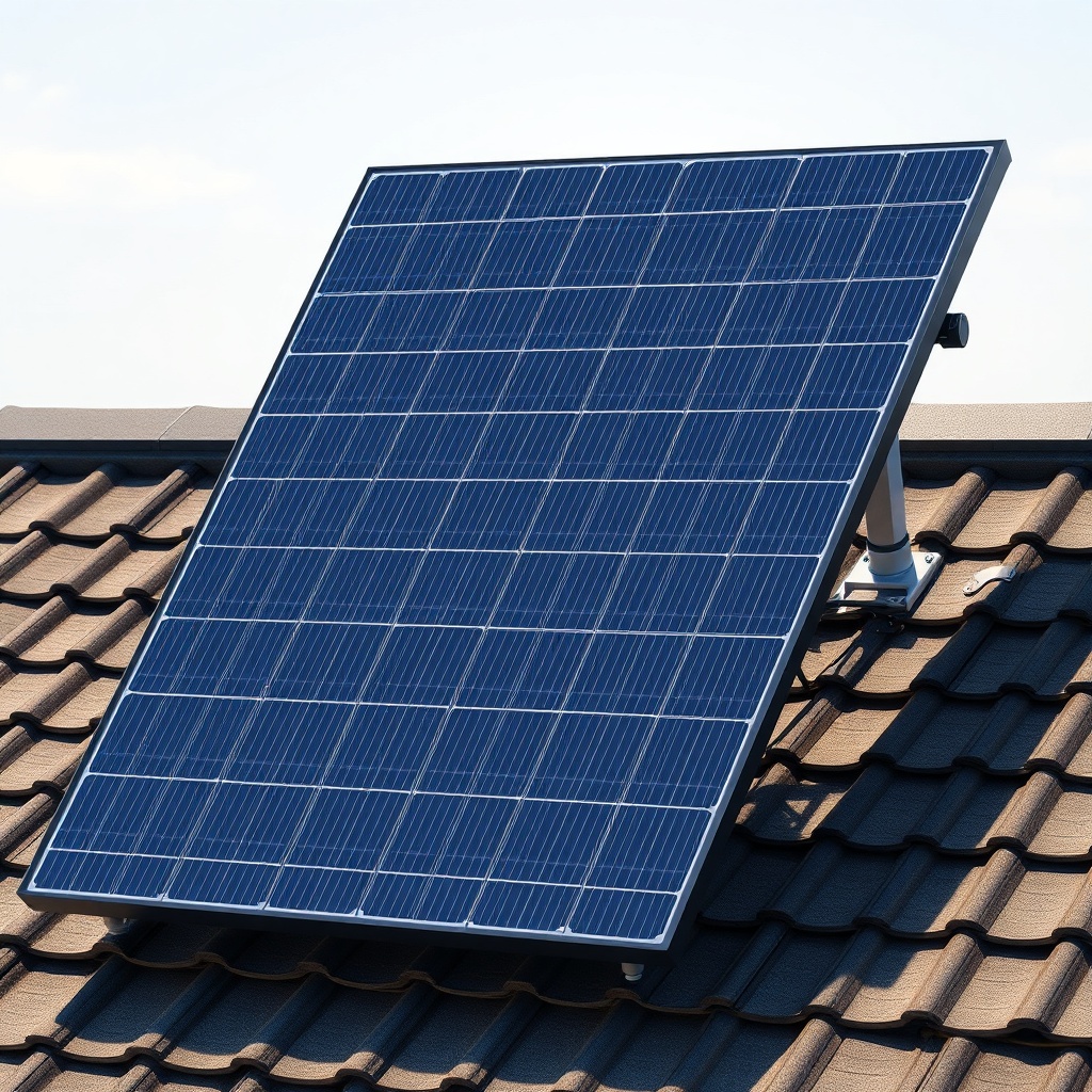 <clean photorealistic photo of a Trina Solar Vertex S 400W panel mounted on a roof with br